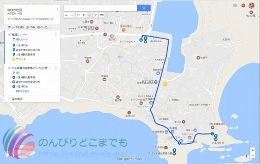 大王埼灯台周辺の駐車場の地図