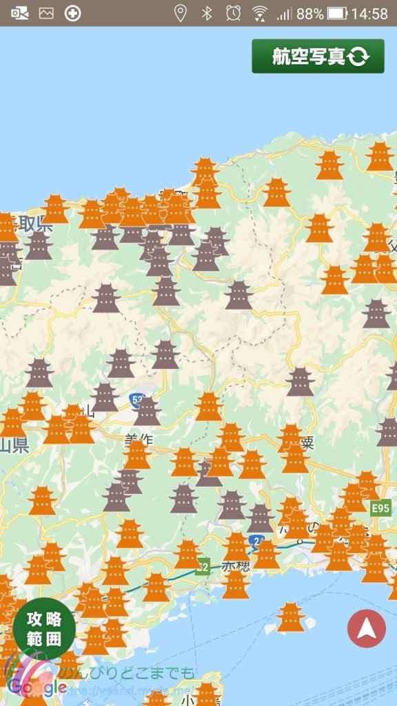 ニッポン城めぐり鳥取県兵庫県攻略状況