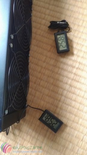 上がラジエター前の温度、下は冷却水のIN側の温度