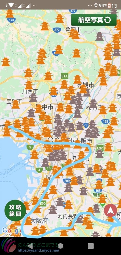 ニッポン城めぐり大阪府攻略ルート